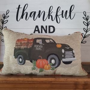 Fall Farmhouse Truck Throw Pillow-NWT